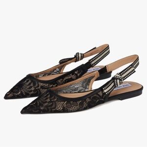 Steve Madden Black Lace Slingback Flats